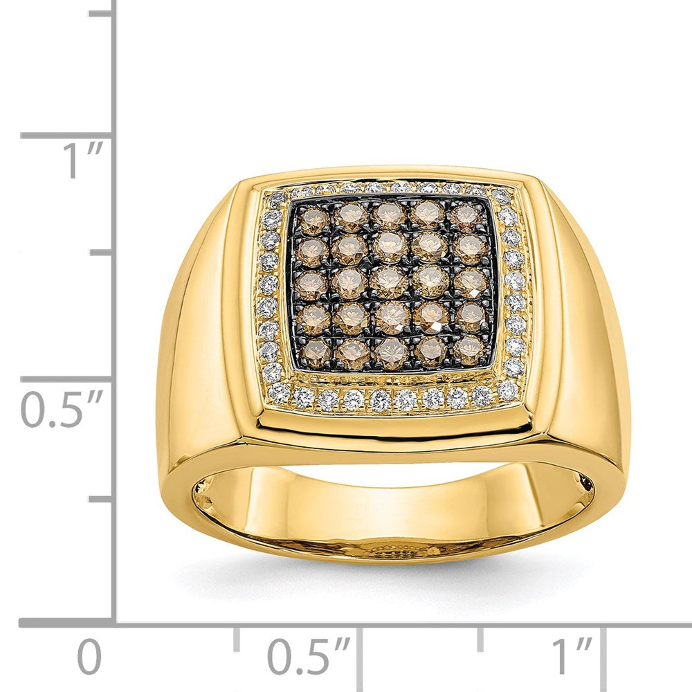 14K Gelbgold Champagne und Weiß Diamant Herren Ring
