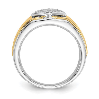 14K Bicolor-Gold Herrenring mit schwarzen und weißen natürlichen Diamanten