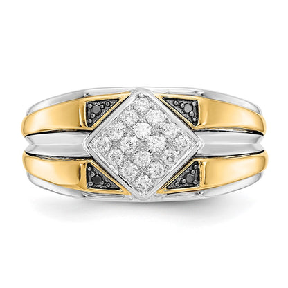 14K Bicolor Schwarz und Weiß Diamant Herren Ring