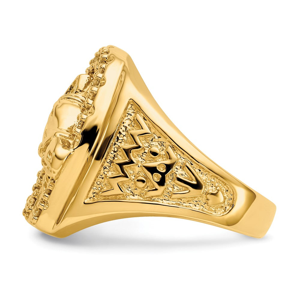 14K Gelbgold Herrenring mit 0,5 ct. Labor-Diamant VS/SI+ G+, Hufeisen mit Pferd