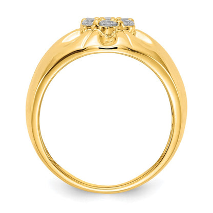 14K Gelbgold Herrenring mit natürlichen Diamanten, 0,77 ct. Gesamtgewicht