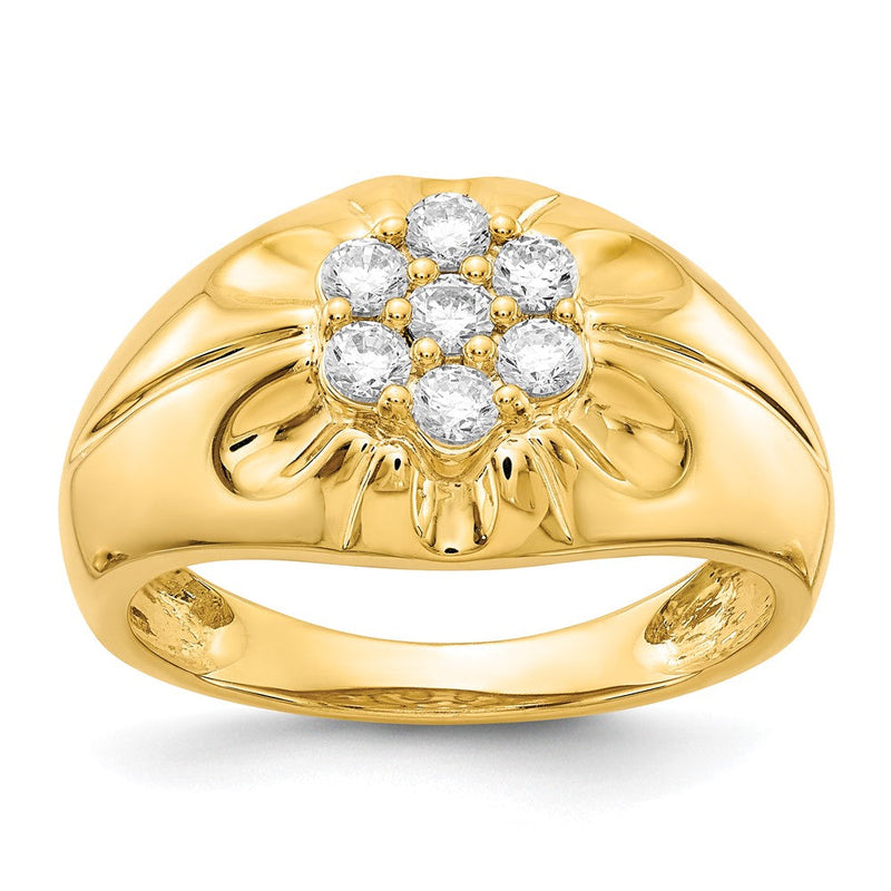 14K Gelbgold Herrenring mit natürlichen Diamanten, 0,77 ct. Gesamtgewicht