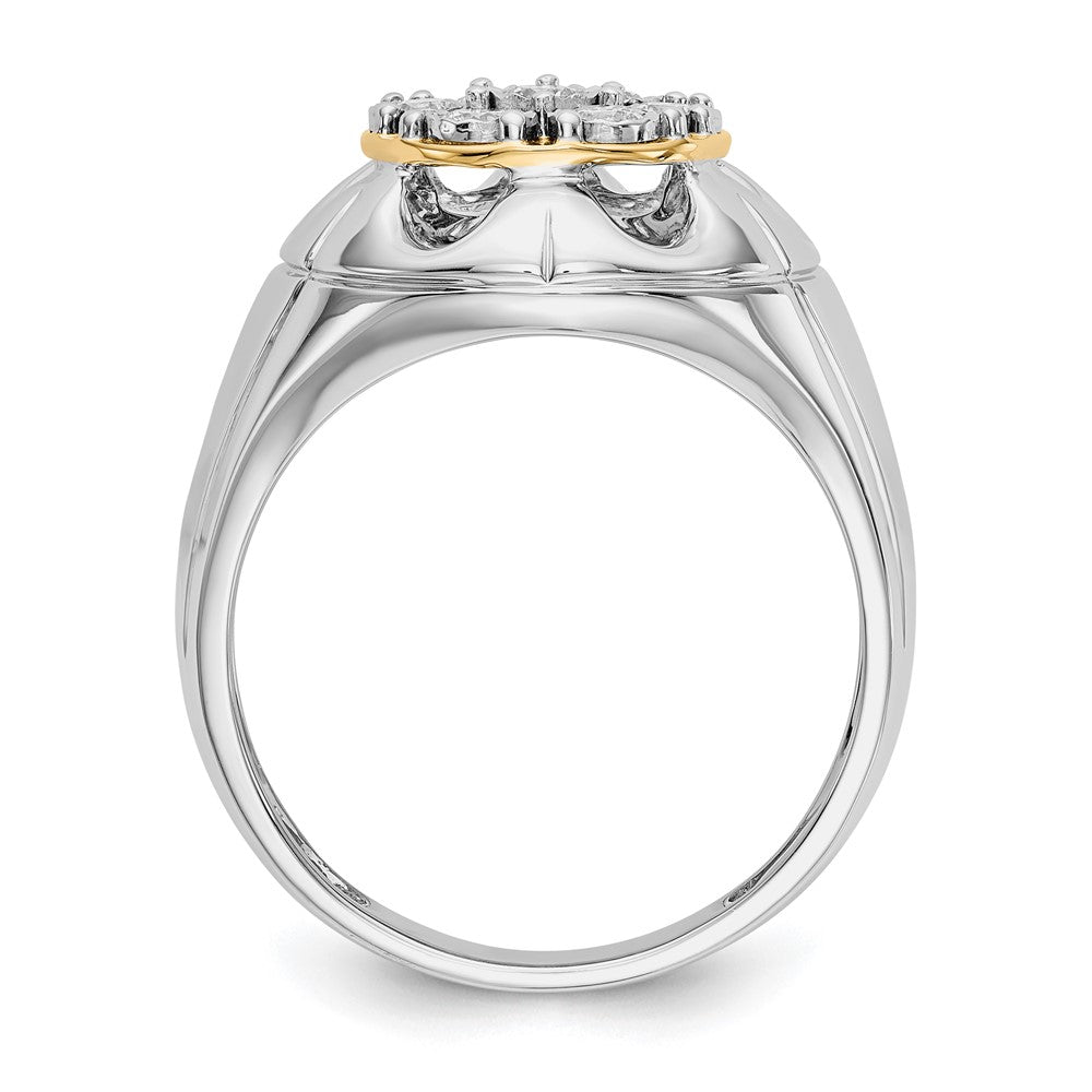 14K Bicolor-Gold Herrenring mit natürlichen Diamanten