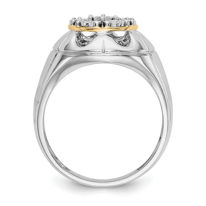 14K Bicolor-Gold Herrenring mit natürlichen Diamanten