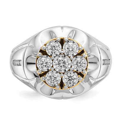 14K Bicolor-Gold Herrenring mit natürlichen Diamanten
