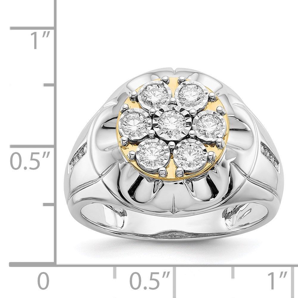 14K Bicolor-Gold Herrenring mit natürlichen Diamanten