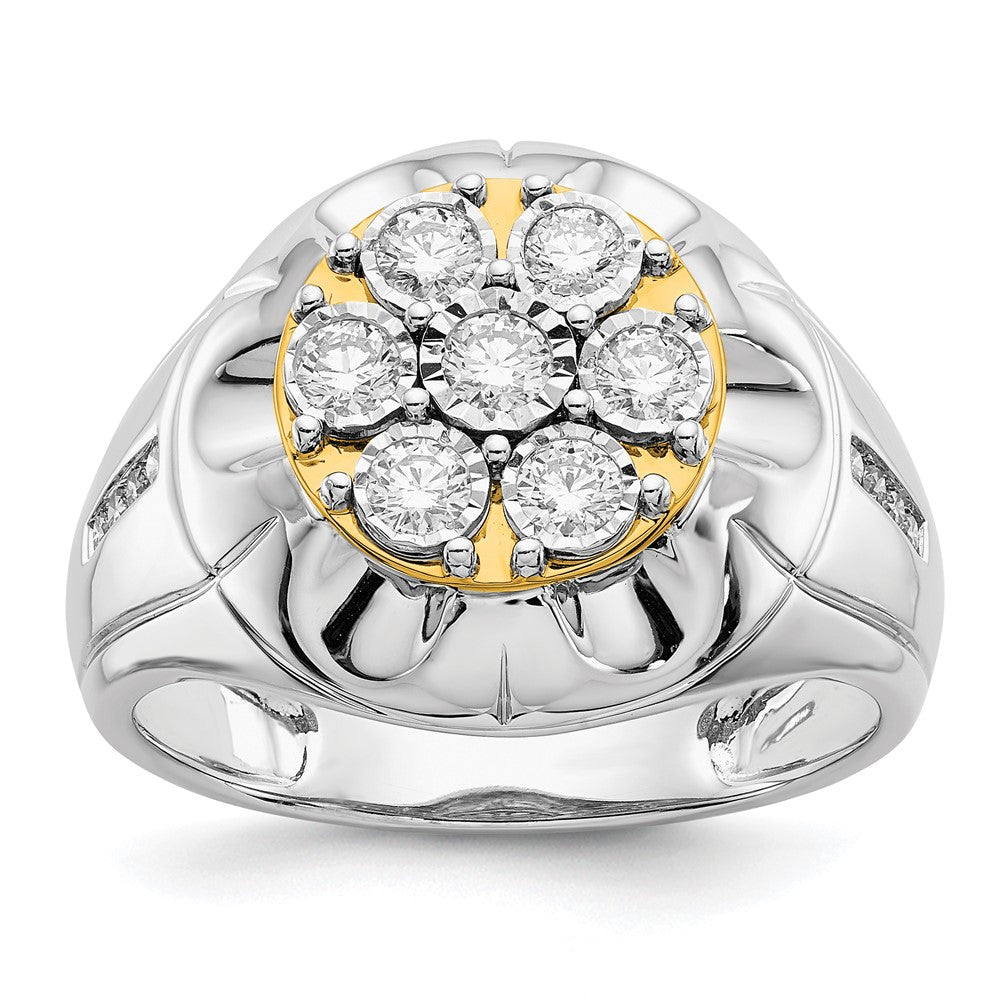 14K Bicolor-Gold Herrenring mit natürlichen Diamanten