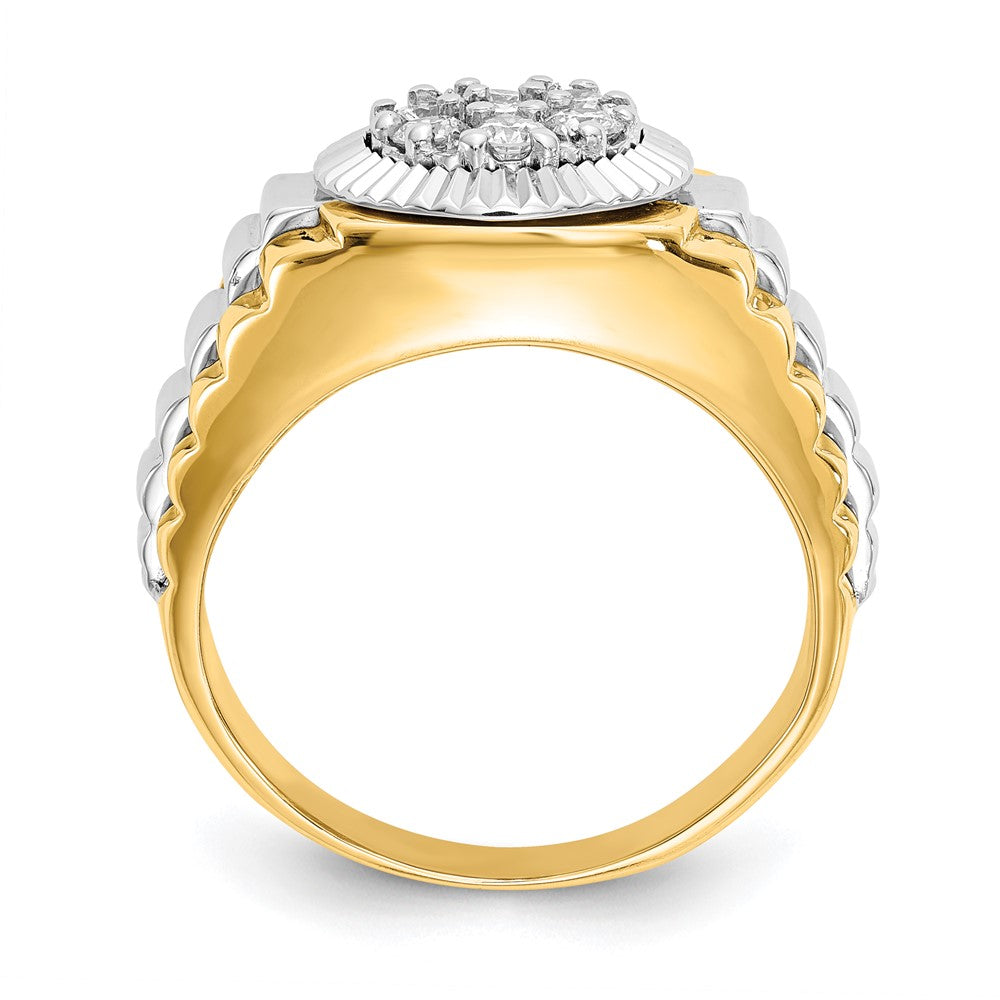 14K Bicolor-Gold Herrenring mit natürlichen AA-Diamanten