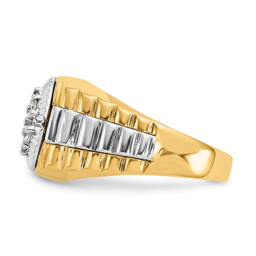 14K Bicolor-Gold Herrenring mit natürlichen AA-Diamanten