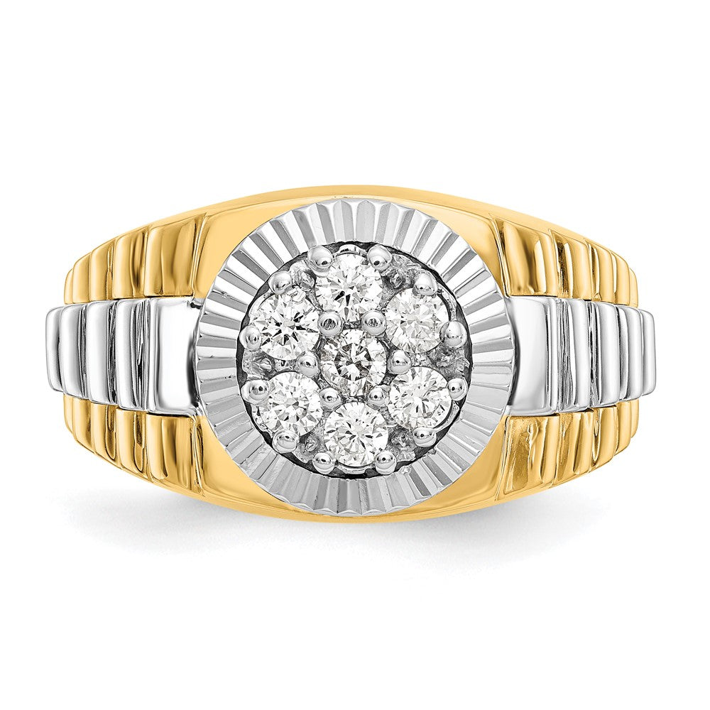 14K Bicolor-Gold Herrenring mit natürlichen AA-Diamanten