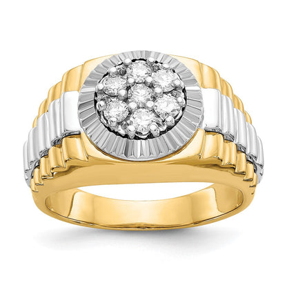 14K Bicolor-Gold Herrenring mit natürlichen AA-Diamanten