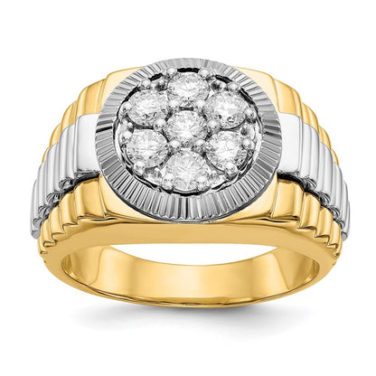 Herrenring aus 14K Bicolor-Gold mit natürlichem Diamant, 0,98 ct Gesamtgewicht