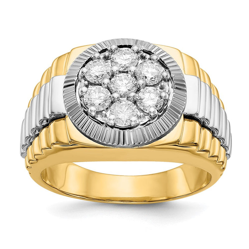 Herrenring aus 14K Bicolor-Gold mit natürlichem Diamant, 0,98 ct Gesamtgewicht