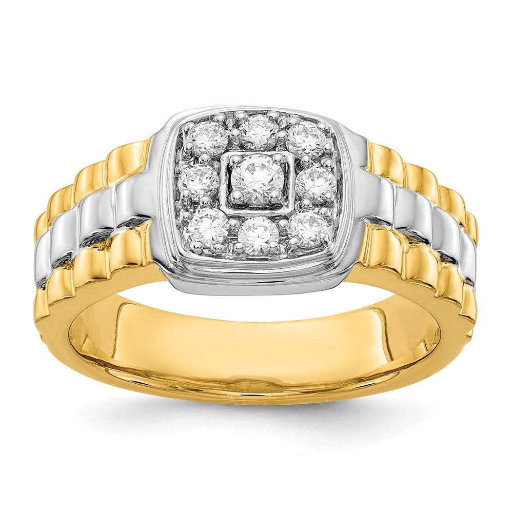 14K Bicolor Gold Herrenring mit natürlichen Diamanten