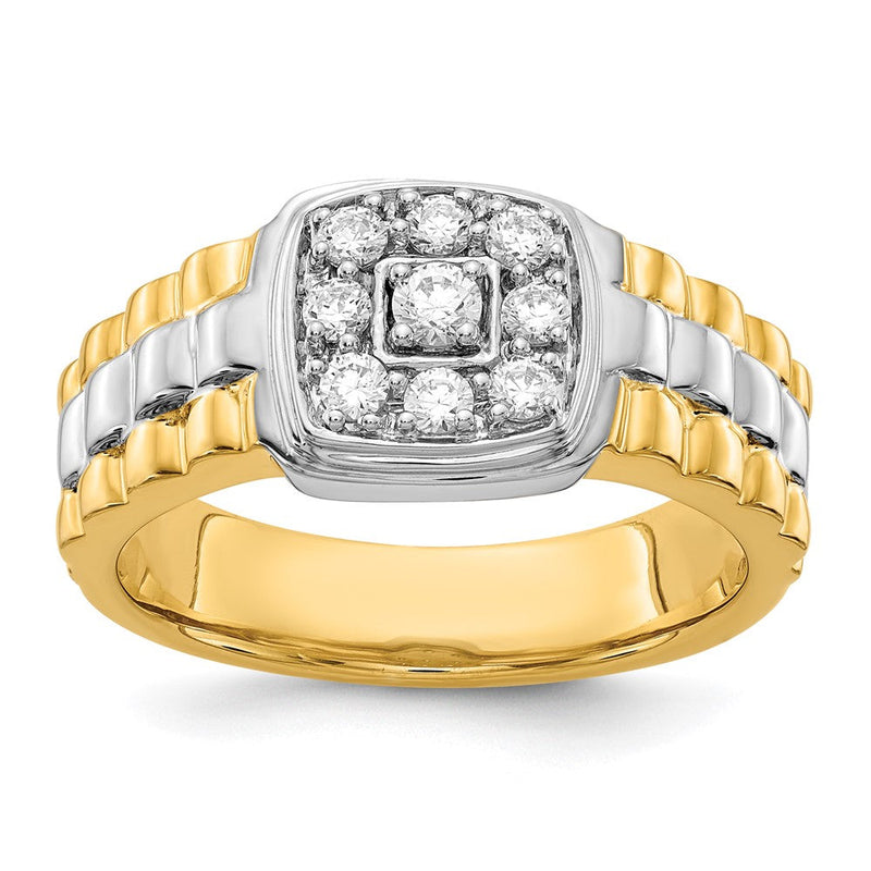 14K Bicolor Gold Herrenring mit natürlichen Diamanten