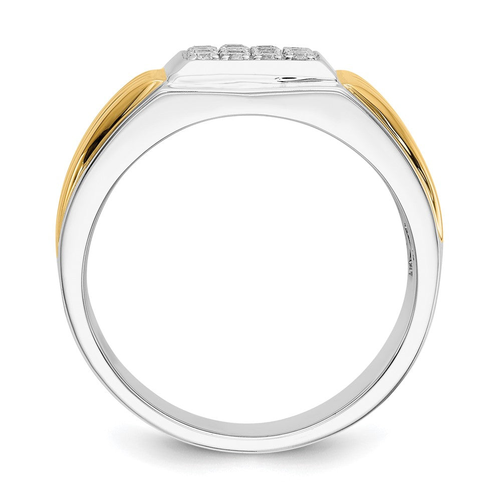 14K Bicolor 0,375 ct. Laborgezüchteter Diamant VS/SI+ G+ Quadratischer Cluster-Herrenring
