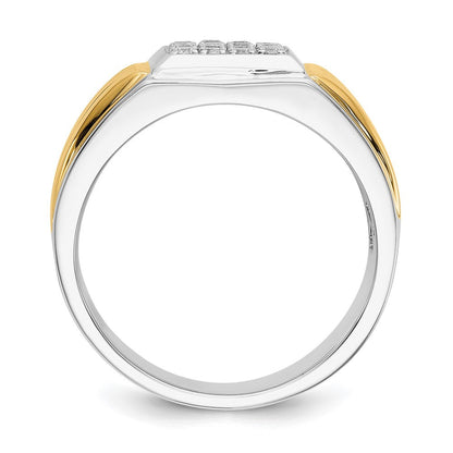 14K Bicolor 0,375 ct. Laborgezüchteter Diamant VS/SI+ G+ Quadratischer Cluster-Herrenring