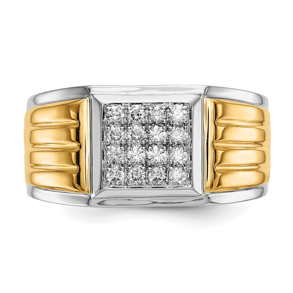 14K Bicolor 0,375 ct. Laborgezüchteter Diamant VS/SI+ G+ Quadratischer Cluster-Herrenring