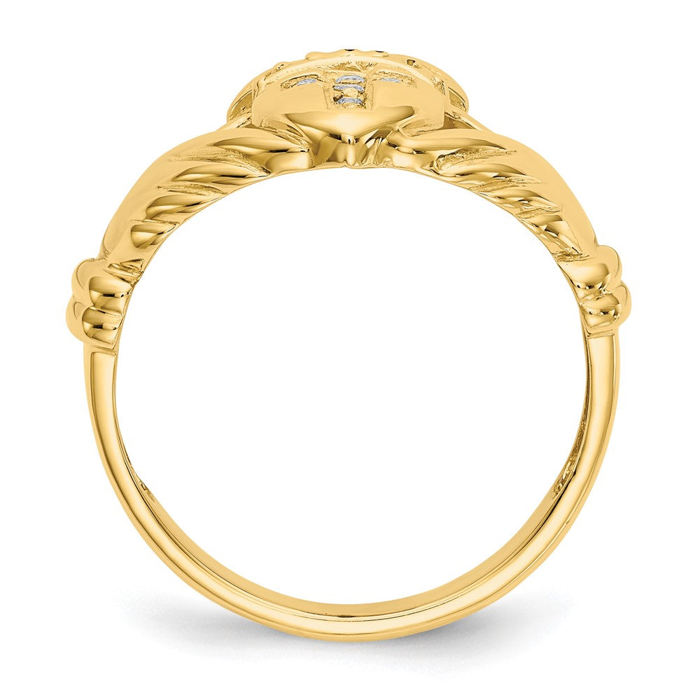 14K Gelbgold Aa Diamant Claddagh Ring
