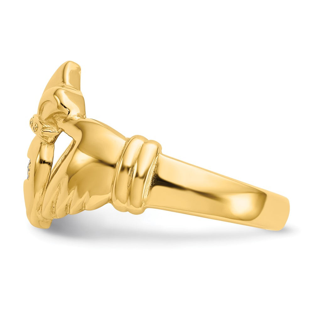 14K Gelbgold Aa Diamant Claddagh Ring
