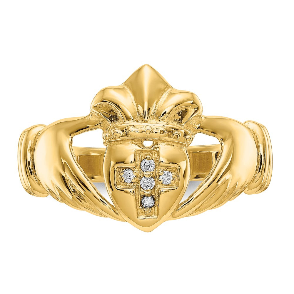 14K Gelbgold Aa Diamant Claddagh Ring