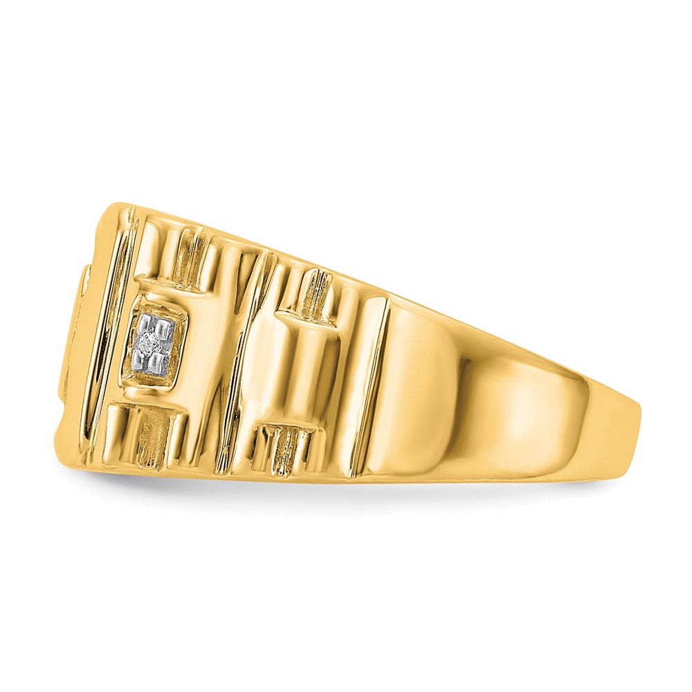 14K Gelbgold Herrenring mit AA Diamant