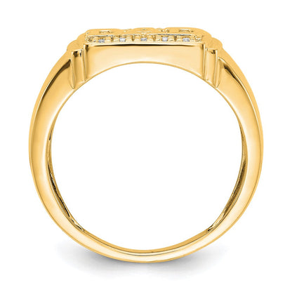 14K Gelbgold Herrenring mit natürlichen Diamanten AA