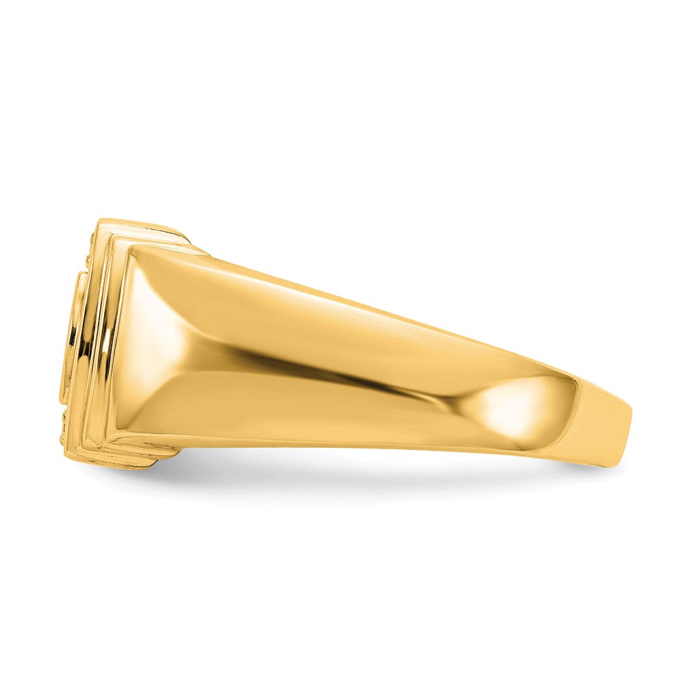 14K Gelbgold Herrenring mit natürlichen Diamanten AA