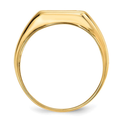 14K Gelbgold Ring mit Onyx und echten Diamanten Kreuz für Herren