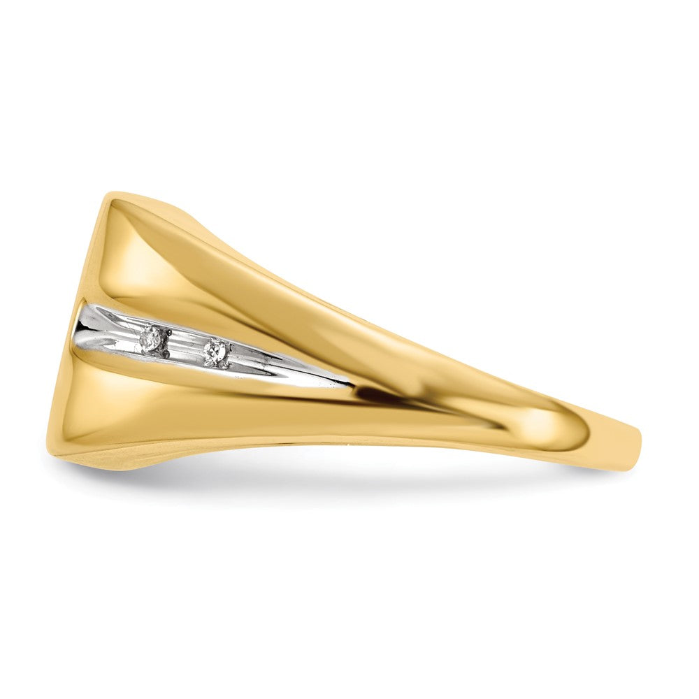 14K Gelbgold Ring mit Onyx und echten Diamanten Kreuz für Herren