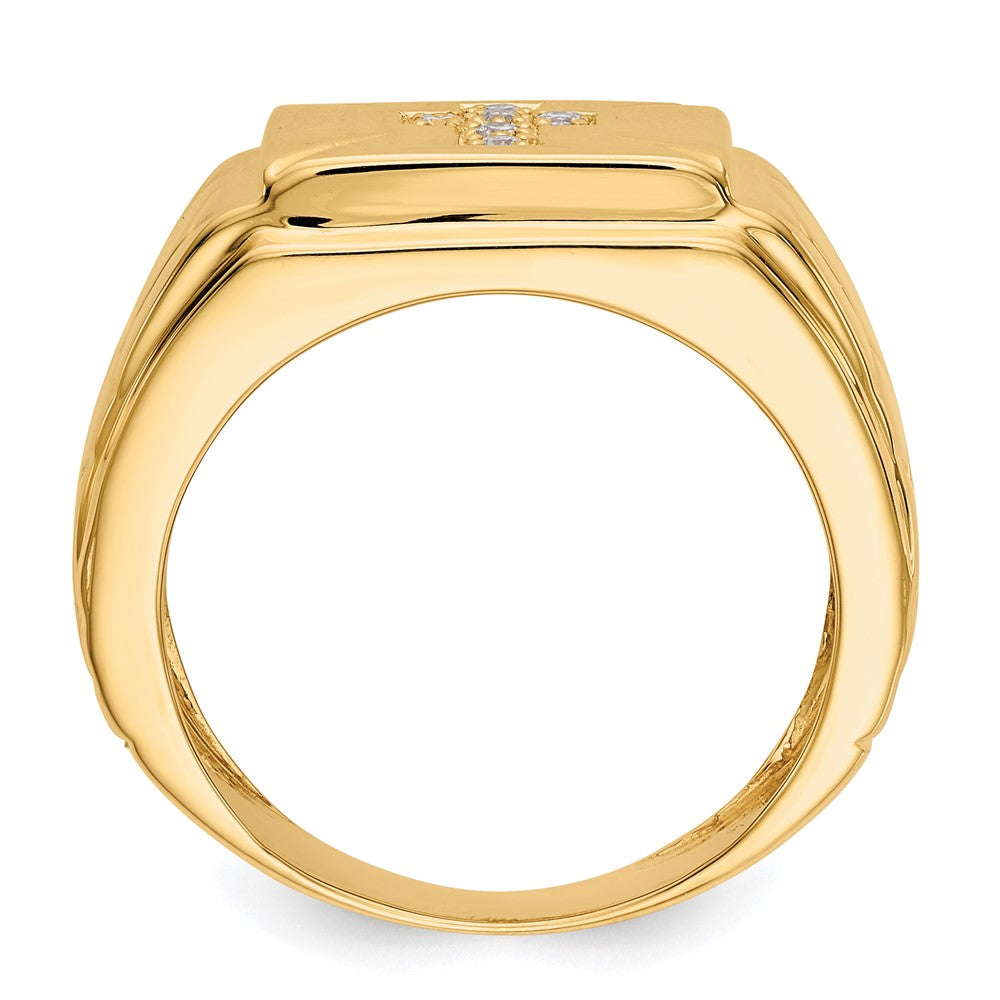 14K Gelbgold Herrenring mit echtem Diamant VS