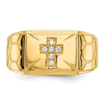 14K Gelbgold Herrenring mit echten AAA-Diamanten