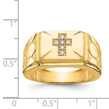 14K Gelbgold Herrenring mit natürlichen Diamanten 0,09 ct Gesamtgewicht