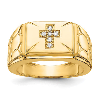14K Gelbgold Herrenring mit echten AAA-Diamanten