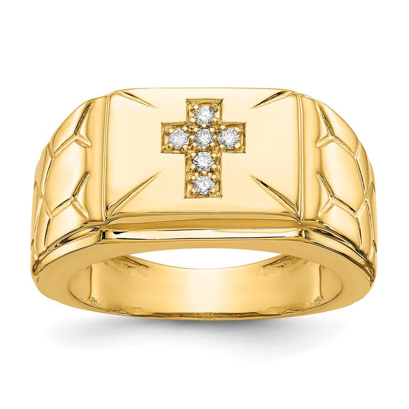 14K Gelbgold Herrenring mit echtem Diamant VS