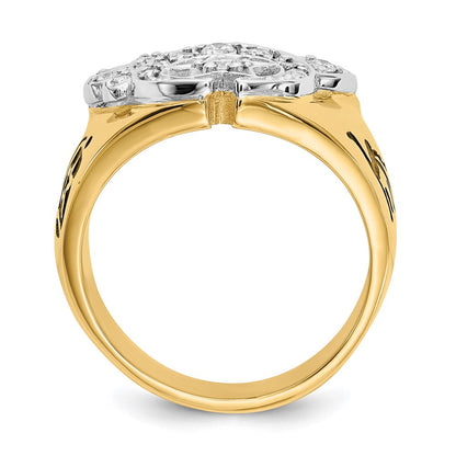 14K Bicolor Ibgoodman 3/8 Karat Im Labor Gezüchtet Diamant Vs/si+ G+ Komplett Herren Shriner Ring
