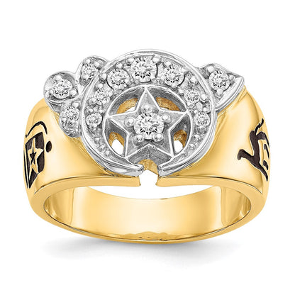 14K Bicolor Ibgoodman 3/8 Karat Im Labor Gezüchtet Diamant Vs/si+ G+ Komplett Herren Shriner Ring
