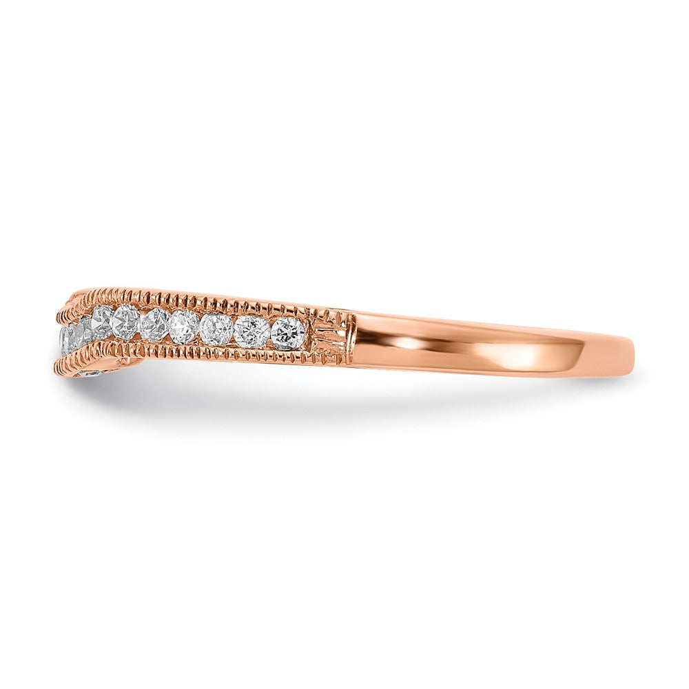 14K Roségold Ehering mit echten Diamanten und konturiertem Design