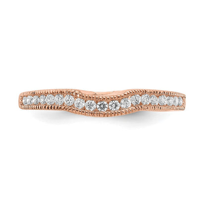 14K Roségold Ehering mit echten Diamanten und konturiertem Design