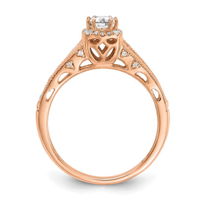 14K Roségold Verlobungsring mit Halo, 0,875 ct. im Labor gezüchteten Diamanten VS/SI+ G+, petite