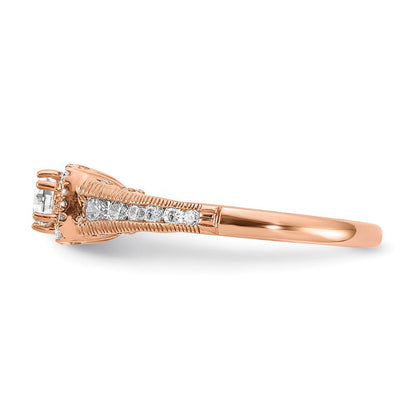 14K Roségold Verlobungsring mit Halo, 0,875 ct. im Labor gezüchteten Diamanten VS/SI+ G+, petite