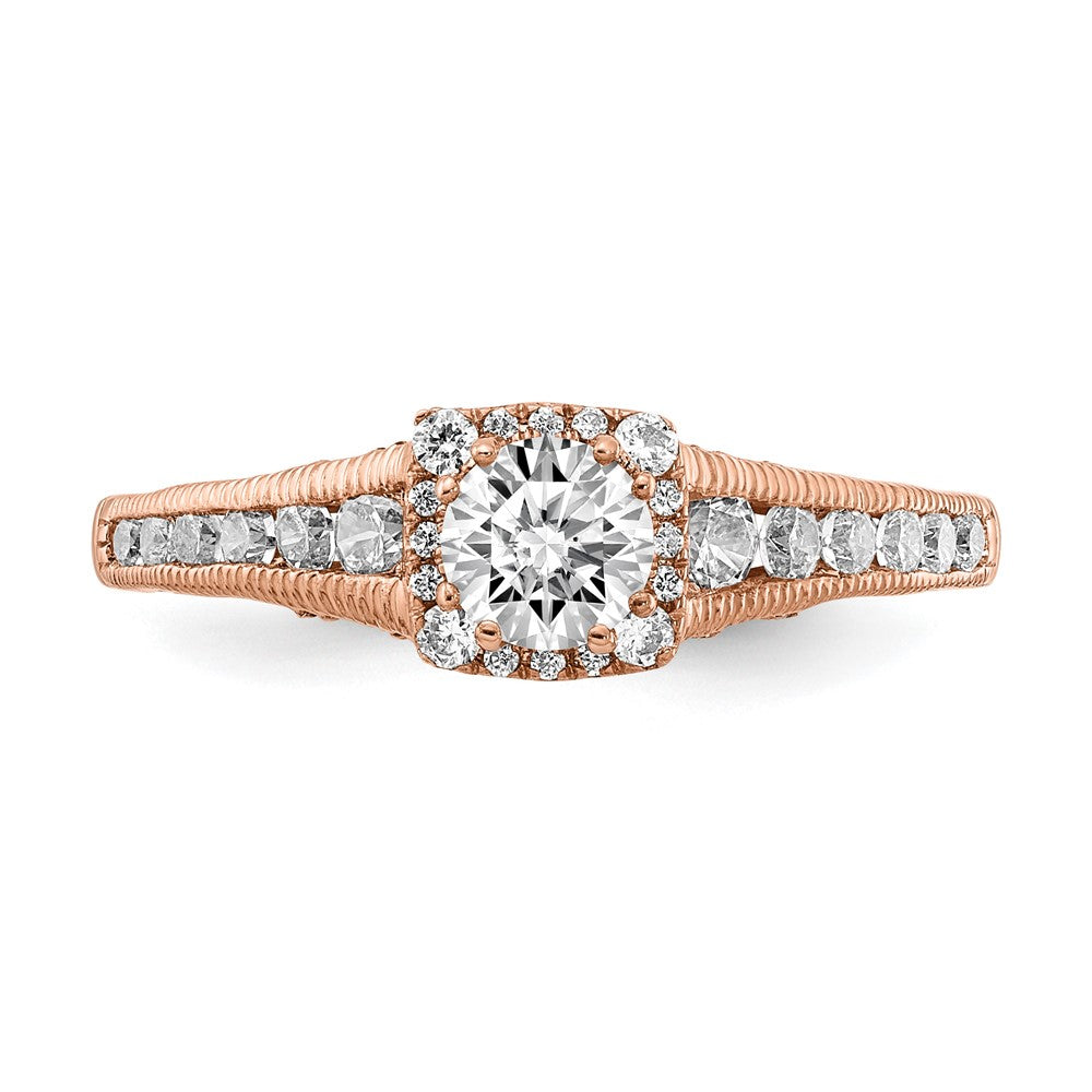 14K Roségold Verlobungsring mit Halo, 0,875 ct. im Labor gezüchteten Diamanten VS/SI+ G+, petite