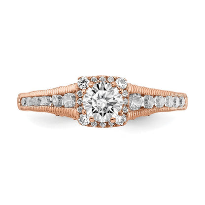 14K Roségold Verlobungsring mit Halo, 0,875 ct. im Labor gezüchteten Diamanten VS/SI+ G+, petite