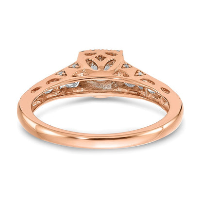 14K Roségold Verlobungsring mit Halo, 0,875 ct. im Labor gezüchteten Diamanten VS/SI+ G+, petite