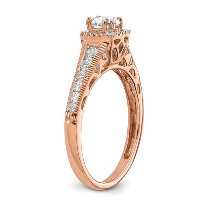 14K Roségold Verlobungsring mit Halo, 0,875 ct. im Labor gezüchteten Diamanten VS/SI+ G+, petite