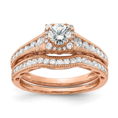14K Roségold Verlobungsring mit Halo, 0,875 ct. im Labor gezüchteten Diamanten VS/SI+ G+, petite