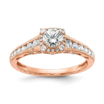14K Roségold Verlobungsring mit Halo, 0,875 ct. im Labor gezüchteten Diamanten VS/SI+ G+, petite