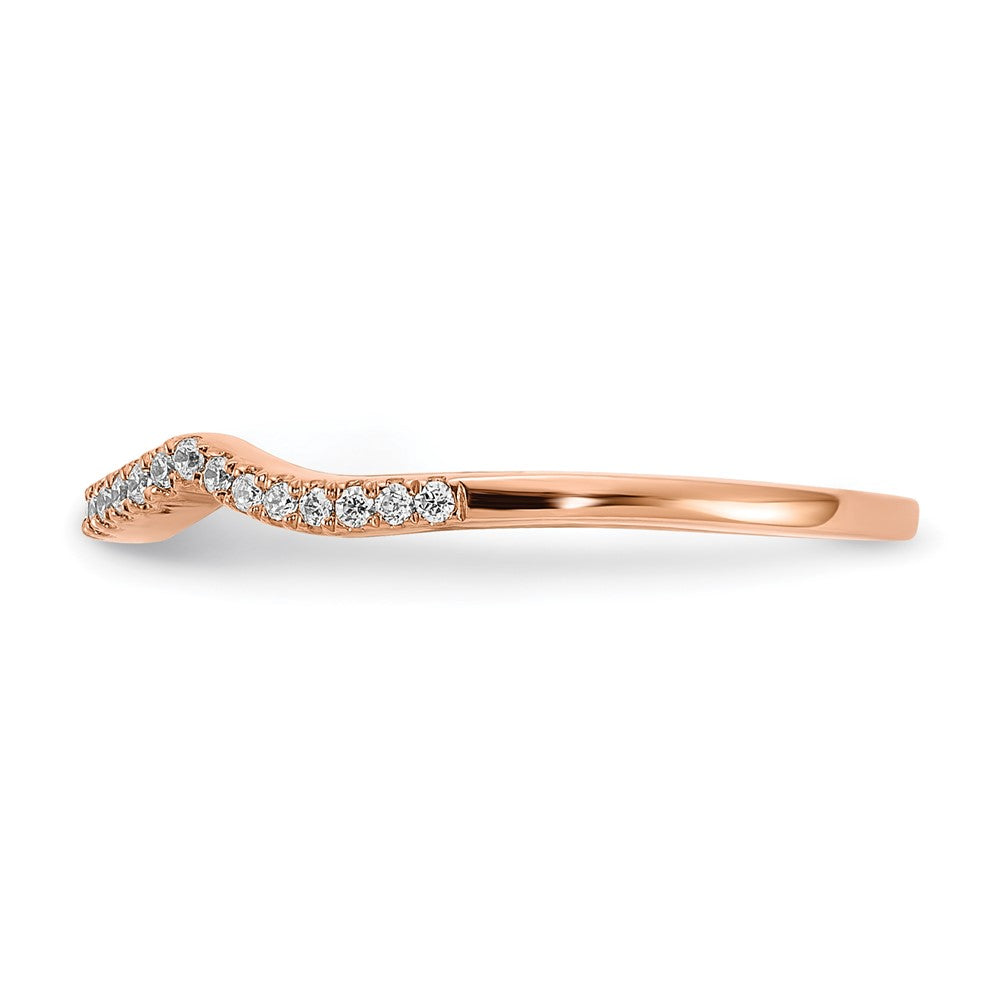 14K Roségold Ehering mit echten Diamanten, konturiert