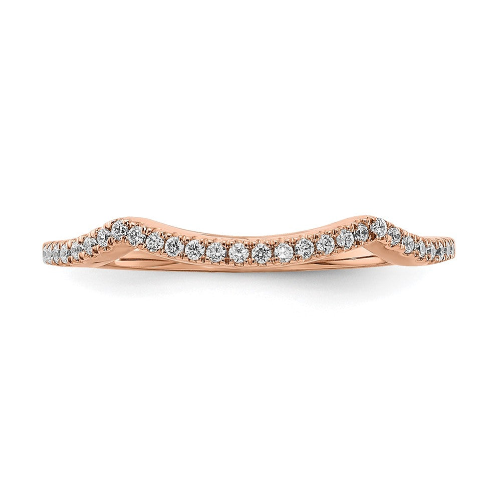 14K Roségold Ehering mit echten Diamanten, konturiert