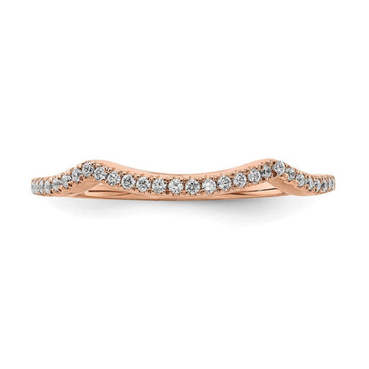 14K Roségold Ehering mit echten Diamanten, konturiert